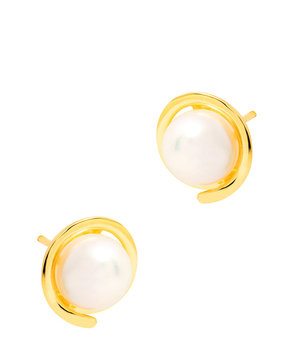 Gift Packaged 'Reller' 18ct Yellow Gold Plated 925 Silver and Freshwater Pearl Stud Earrings