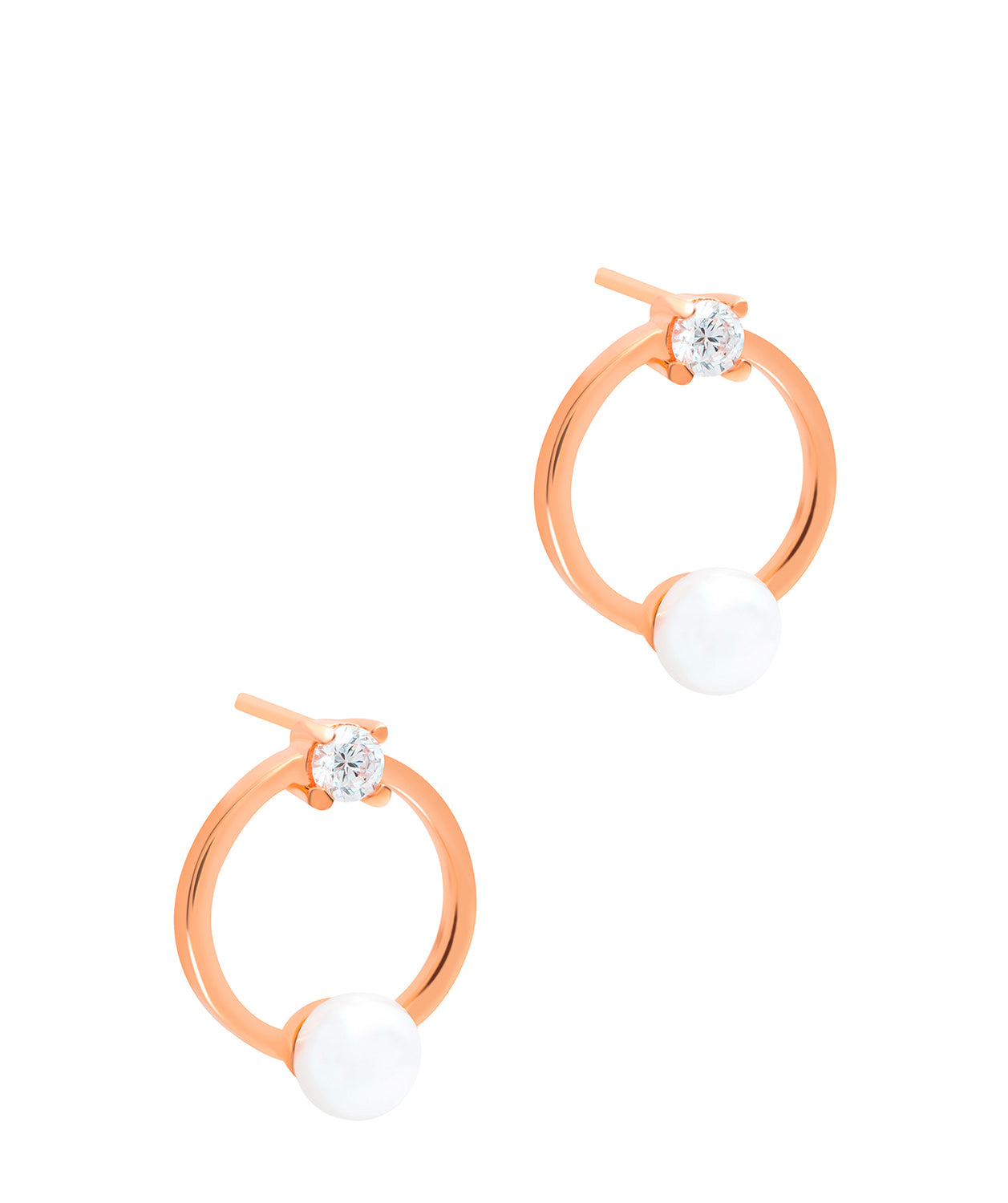 Pure Luxuries Karson rose gold plated pearl earrings front view