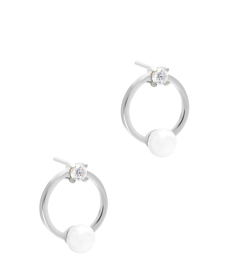 Gift Packaged 'Karson' Rhodium Plated 925 Silver & Freshwater Pearl Sparkle Earrings