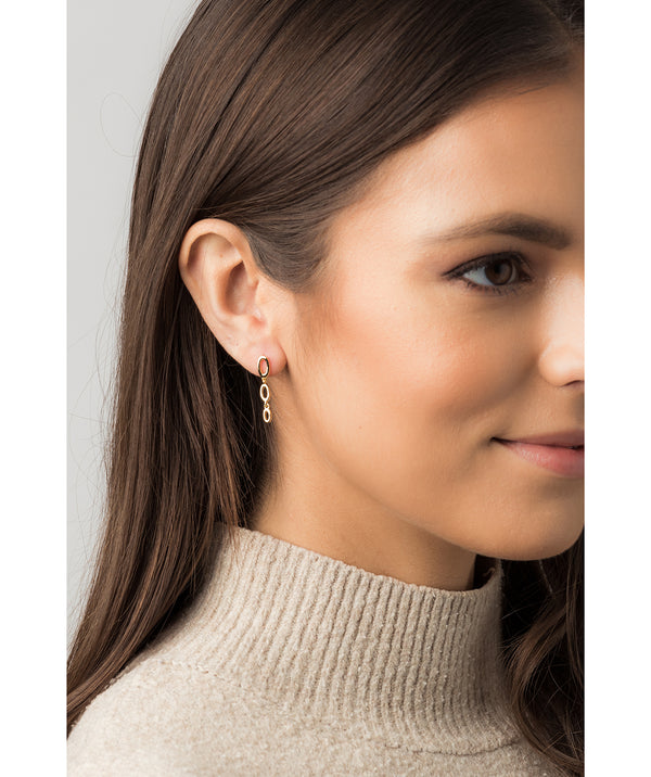 Gift Packaged 'Pedroni' 18ct Yellow Gold Plated 925 Silver Link Drop Earrings