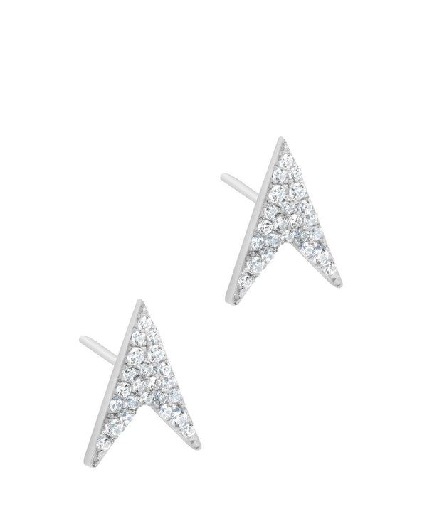 Gift Packaged 'Ines' Rhodium Plated 925 Silver Arrow Earrings