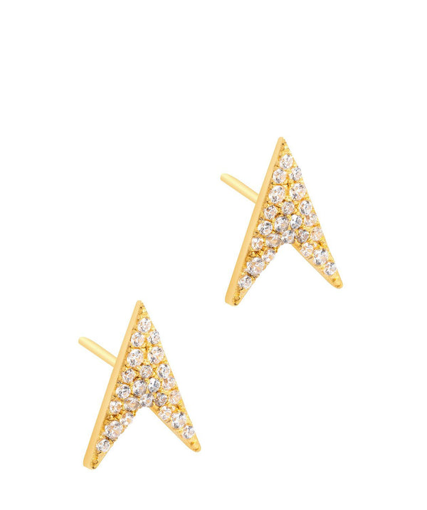 'Ines' Yellow Gold Plated Sterling Silver Arrow Earrings Pure Luxuries London