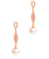 Gift Packaged 'Montagu' 18ct Rose Gold Plated 925 Silver, Freshwater Pearl & Cubic Zirconia Drop Earrings