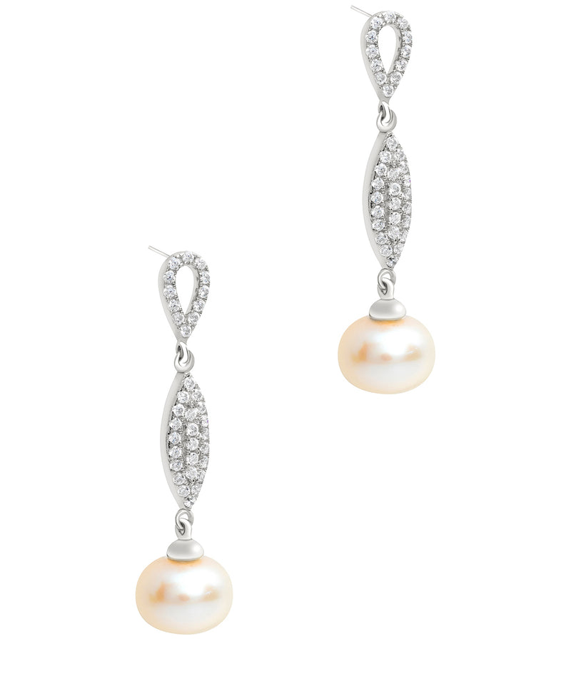 Gift Packaged 'Montagu' 925 Silver, Freshwater Pearl & Cubic Zirconia Drop Earrings