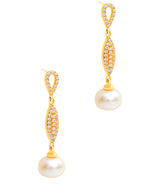 Gift Packaged 'Montagu' 18ct Yellow Gold Plated 925 Silver, Freshwater Pearl & Cubic Zirconia Drop Earrings