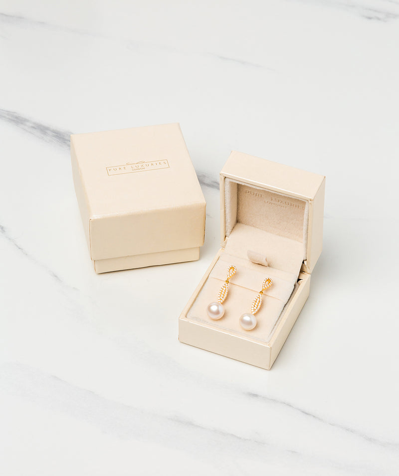 Gift Packaged 'Montagu' 18ct Yellow Gold Plated 925 Silver & Freshwater Pearl Earrings
