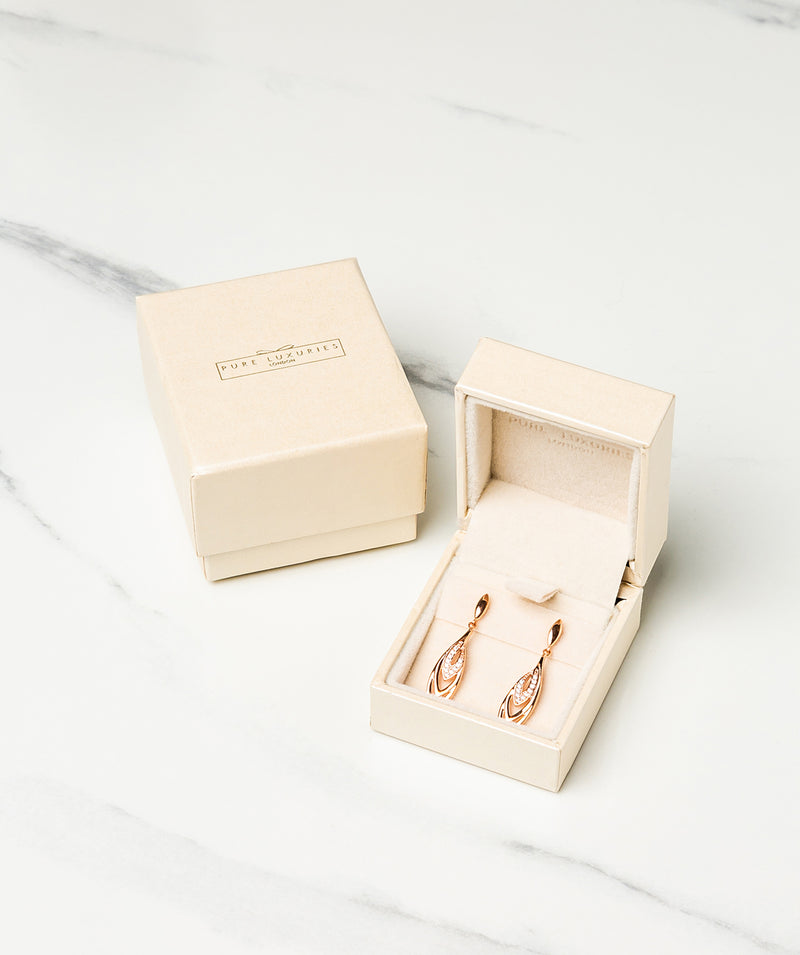 Gift Packaged 'Perry' 18ct Rose Gold Plated 925 Silver & Cubic Zirconia Earrings
