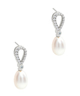 Gift Packaged 'Spencer' 925 Silver Cubic Zirconia Pearl Earrings