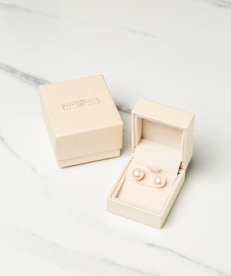 Gift Packaged 'Zehren' 18ct Rose Gold Plated 925 Silver & Freshwater Pearl Earrings