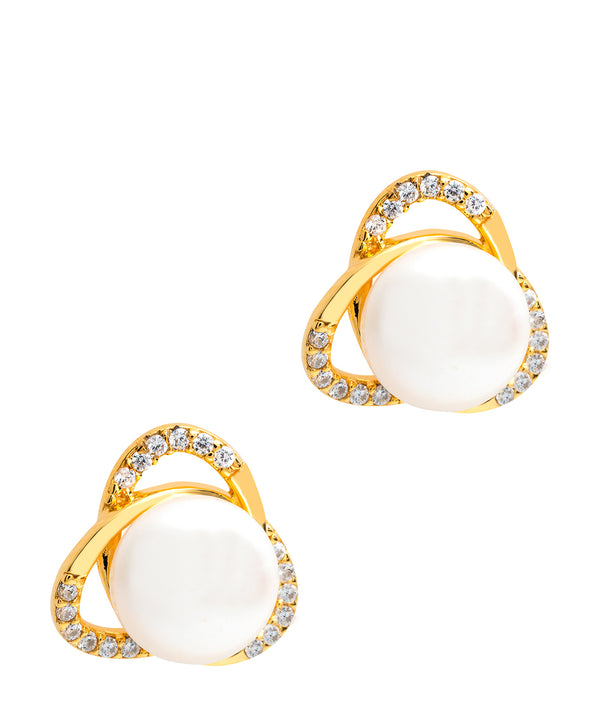 Gift Packaged 'Ortega' 18ct Yellow Gold Plated 925 Silver & Freshwater Pearl Earrings