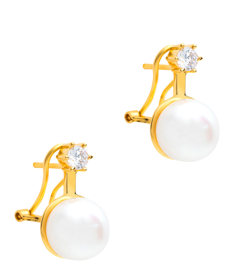 Gift Packaged 'Holton' 18ct Yellow Gold Plated 925 Silver & Freshwater Pearl Sparkle Earrings