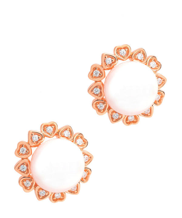 Gift Packaged 'Beaufort' 18ct Rose Gold Plated 925 Silver Freshwater Pearl Sparkle Earrings