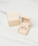Gift Packaged 'Beaufort' 18ct Rose Gold Plated and 925 Silver Freshwater Pearl Sparkle Earrings
