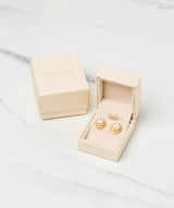 Gift Packaged 'Beaufort' 18ct Yellow Gold Plated 925 Silver Freshwater Pearl Sparkle Earrings