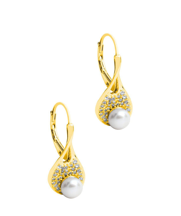 Gift Packaged 'Fernada' 18ct Yellow Gold Plated 925 Silver Pearl Drop Earrings