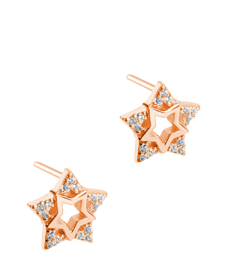 Gift Packaged 'Delisle' 18ct Rose Gold Plated 925 Silver & Cubic Zirconia Star Stud Earrings