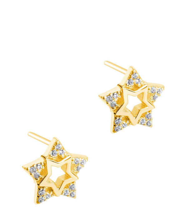 Gift Packaged 'Delisle' 18ct Yellow Gold Plated 925 Silver & Cubic Zirconia Star Stud Earrings