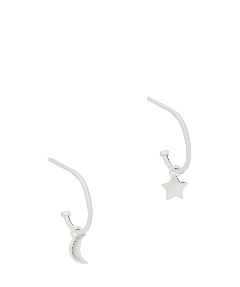 Gift Packaged 'Jacqueline' Rhodium Plated 925 Silver Star & Moon Hoop Earrings