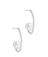 Gift Packaged 'Leroux' Rhodium Plated 925 Silver Hanging Freshwater Pearl Earrings