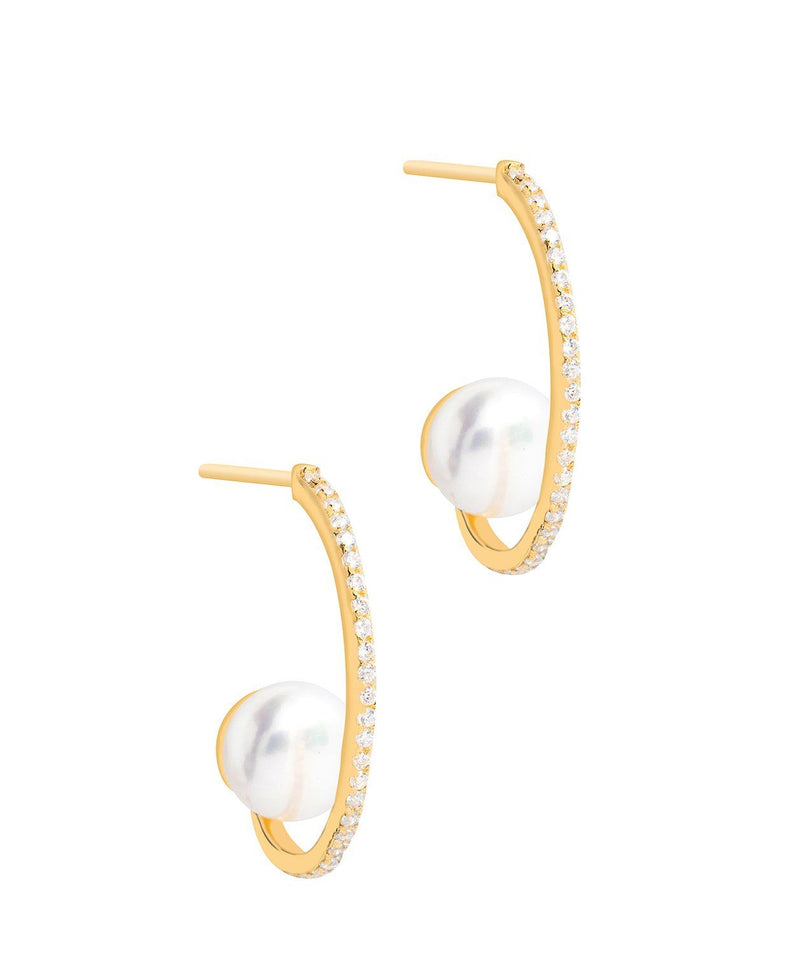 Gift Packaged 'Leroux' 18ct Yellow Gold Plated 925 Silver Hanging Freshwater Pearl Earrings