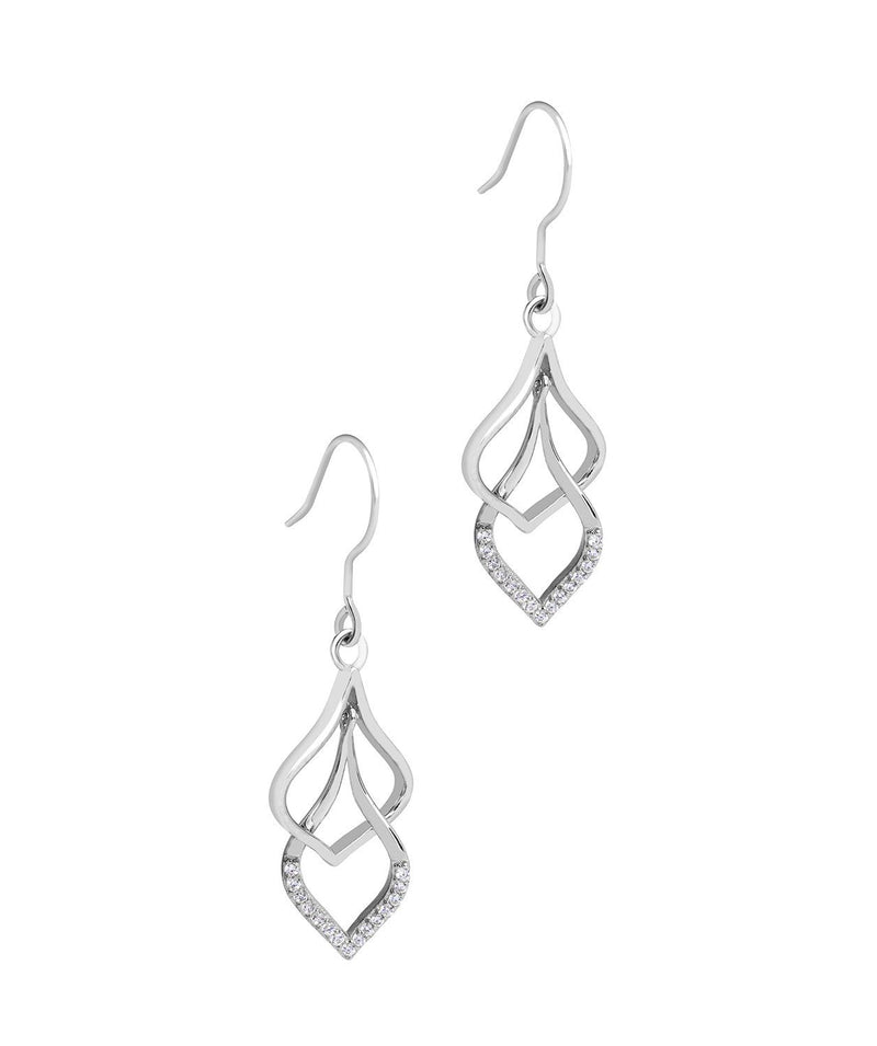 Gift Packaged 'Yanet' Rhodium Plated 925 Silver and Cubic Zirconia Hanging Teardrops Earrings
