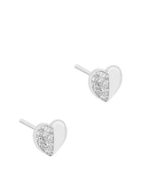 Gift Packaged 'Leonie' Rhodium Plated 925 Silver & Cubic Zirconia Heart Earrings