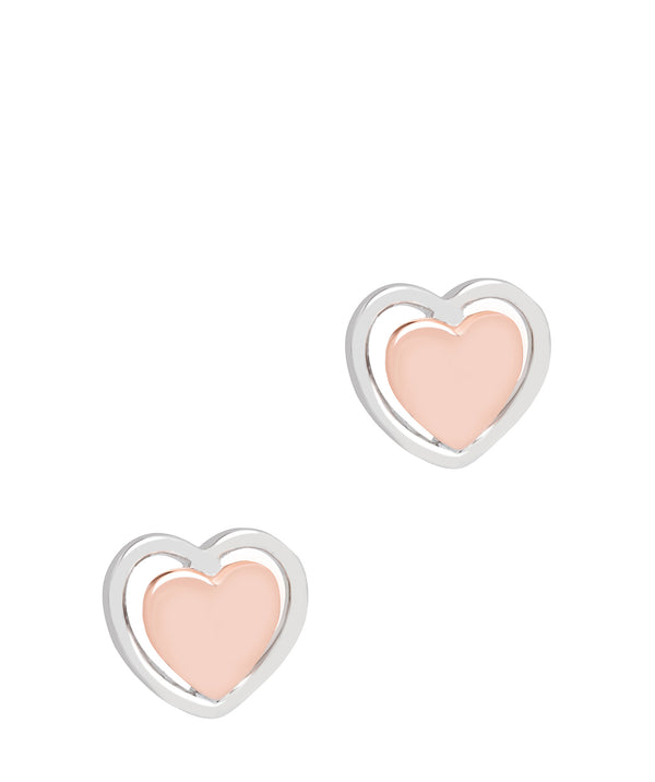 Gift Packaged 'Violette' 18ct Rose Gold & Rhodium Plated 925 Silver Heart Earrings