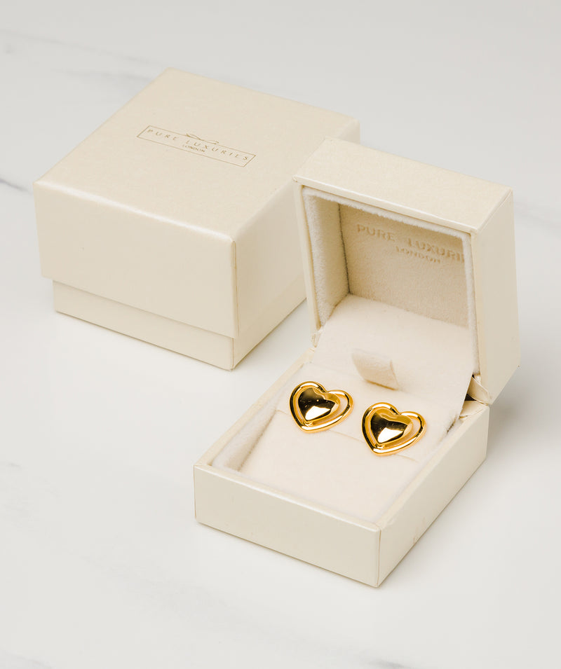 Gift Packaged 'Violette' 18ct Yellow Gold Plated 925 Silver Heart Earrings