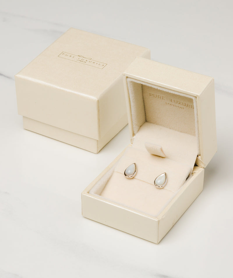 Gift Packaged 'Celine' Rhodium Plated 925 Silver Teardrop Earrings