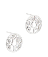 Gift Packaged 'Ana' Rhodium Plated 925 Silver & Cubic Zirconia Branch Earrings