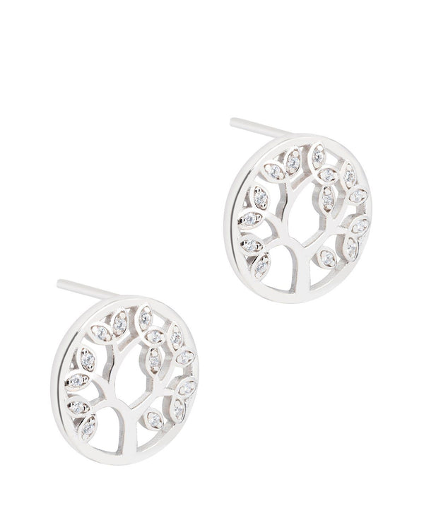 Gift Packaged 'Ana' Rhodium Plated 925 Silver & Cubic Zirconia Branch Earrings