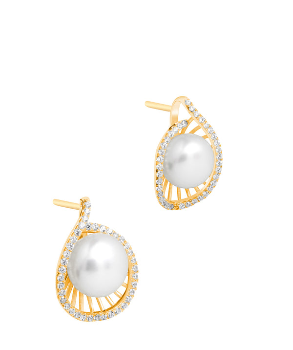 Gift Packaged 'Sara' 18ct Yellow Gold Plated 925 Silver & Pearl Spiral Earrings