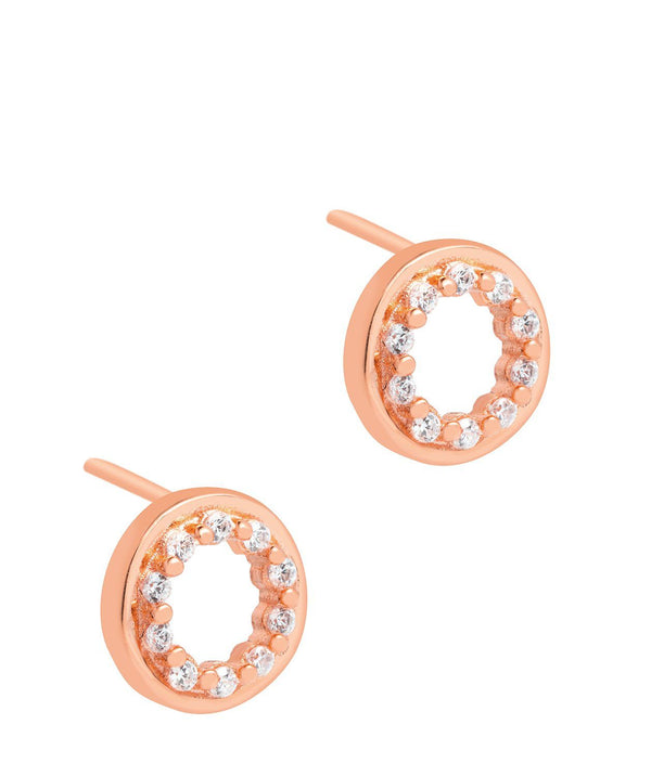 'Cezanne' 18ct Rose Gold plated 925 Silver with Cubic Zirconia Circle Earrings Pure Luxuries London
