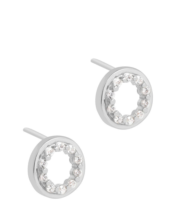 'Cezanne' Rhodium Plated 925 Silver with Cubic Zirconia Circle Earrings Pure Luxuries London