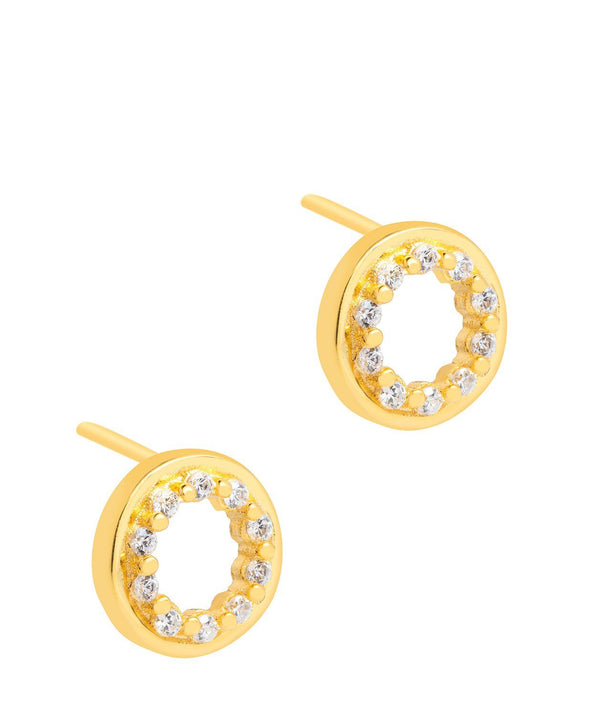 'Cezanne' 18ct Yellow Gold plated 925 Silver with Cubic Zirconia Circle Earrings Pure Luxuries London