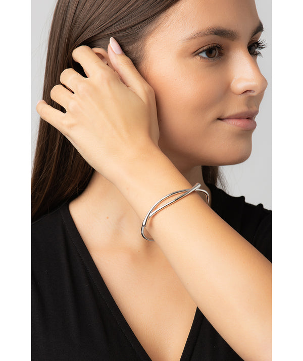 Gift Packaged 'Elle' Rhodium Plated 925 Silver Minimalist Bangle