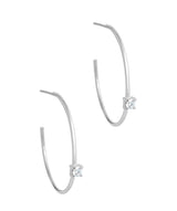 Gift Packaged 'Vilma' Rhodium 925 Silver Open Hoop Earrings