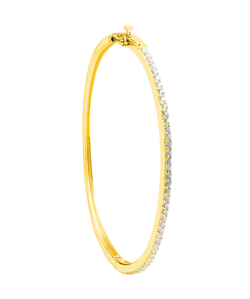 'Cecile' Yellow Gold Plated Sterling Silver and Cubic Ziconia Bangle Pure Luxuries London