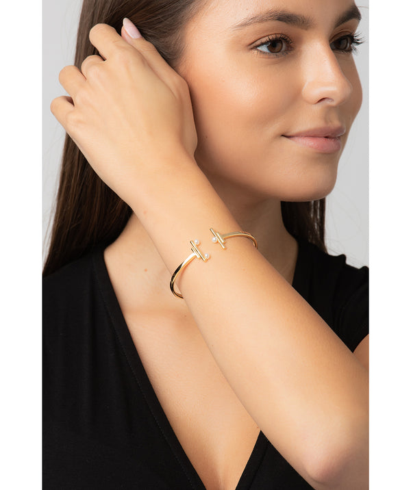 Gift Packaged 'Aubrielle' 18ct Gold Plated 925 Silver & Freshwater Pearl Bangle