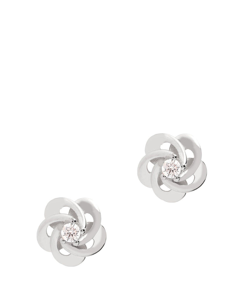 Gift Packaged 'Vittoria' Rhodium Plated 925 Silver & Cubic Zirconia Swirl Earrings