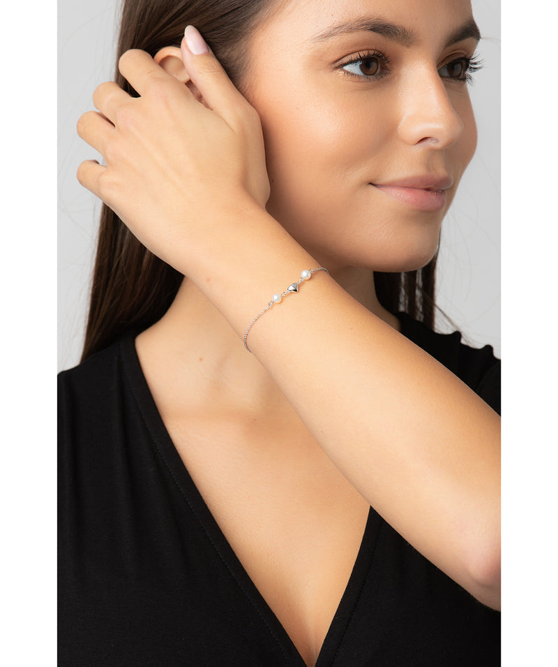 Gift Packaged 'Agenta' Rhodium Plated 925 Silver Heart Bracelet