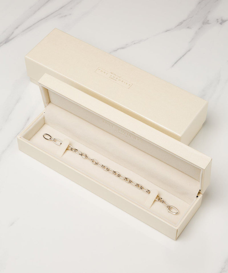 Gift Packaged 'Amalia' Rhodium Plated 925 Silver Petite Link Bracelet