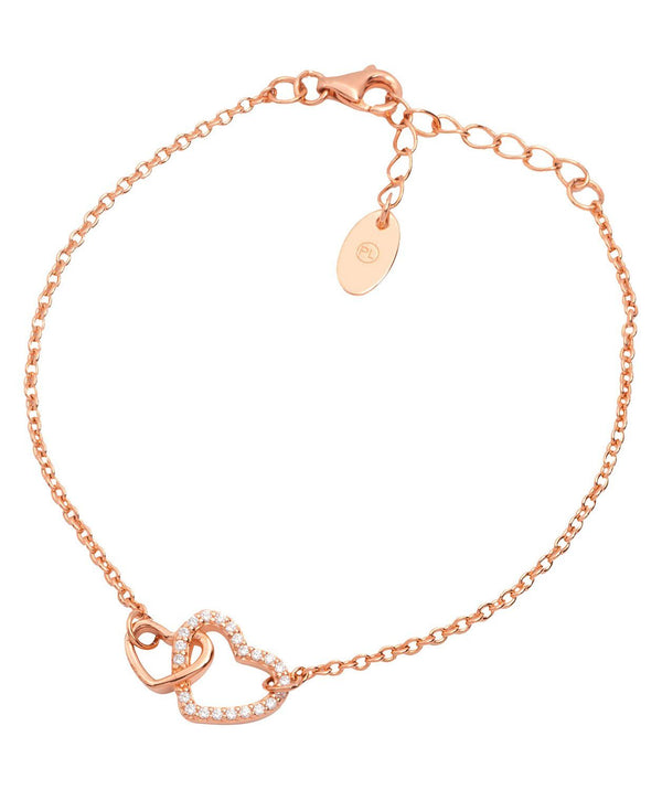 Gift Packaged 'Cecelia' 18ct Rose Gold Plated 925 Silver Heart Bracelet