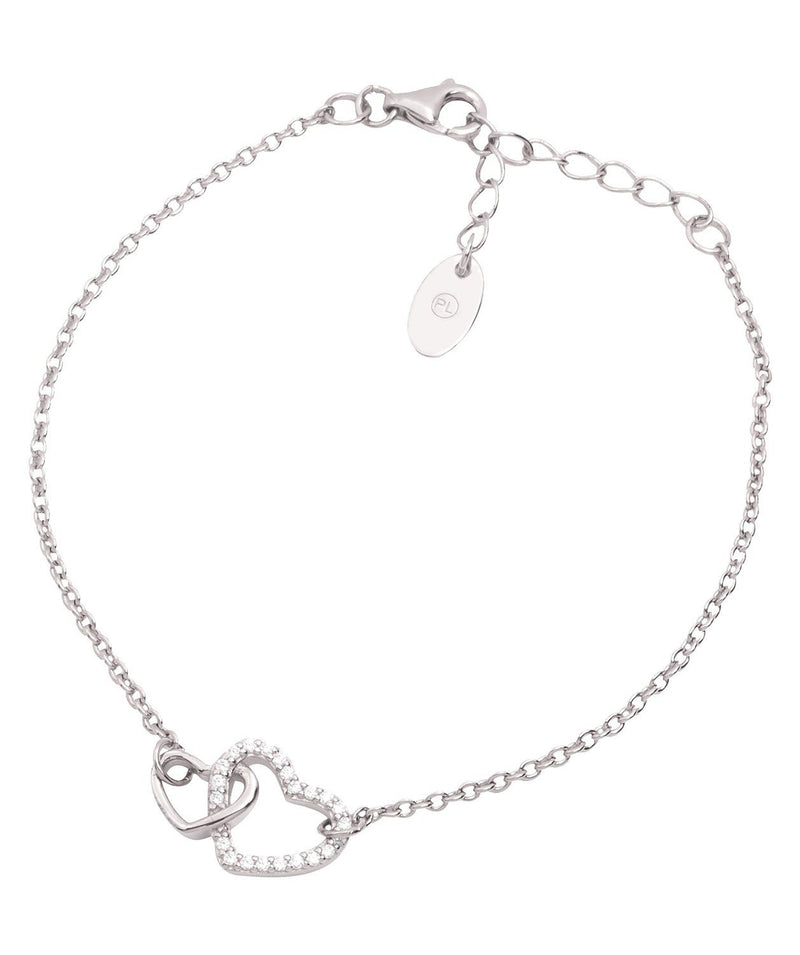Gift Packaged 'Cecelia' Rhodium Plated 925 Silver Heart Bracelet