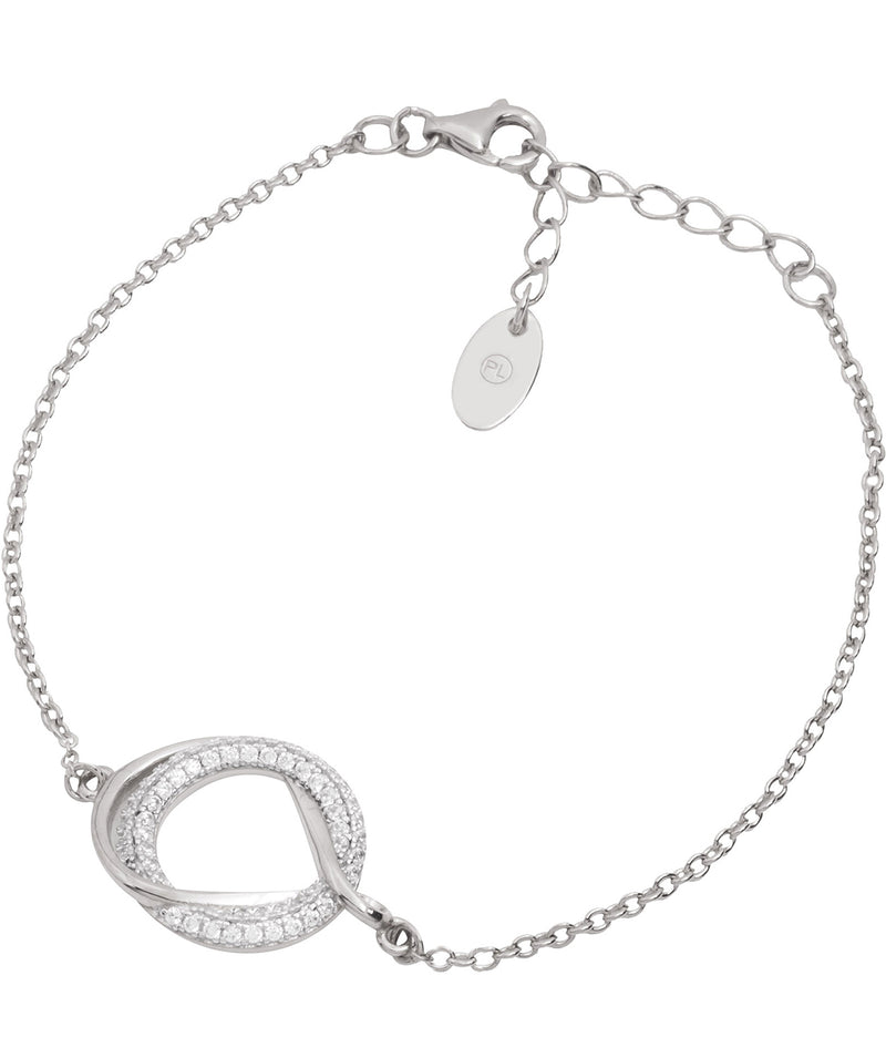 Gift Packaged 'Moreno' 18ct Rhodium Plated 925 Silver & Cubic Zirconia Bracelet