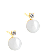 'Tomasa' Yellow Gold Plated Sterling Silver and Pearl Earrings Pure Luxuries London