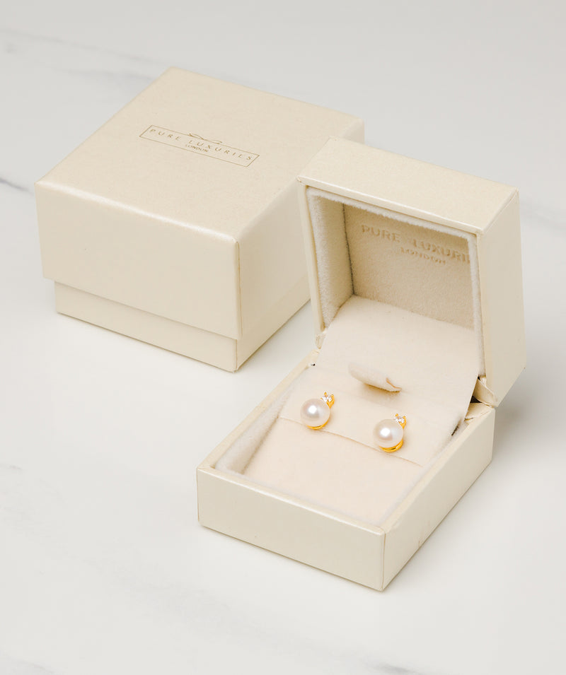 'Tomasa' Yellow Gold Plated Sterling Silver and Pearl Earrings Pure Luxuries London