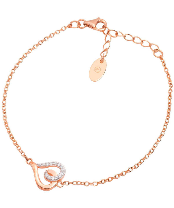 Gift Packaged 'Delphine' 18ct Rose Gold Plated 925 Silver & Cubic Zirconia Heart Bracelet