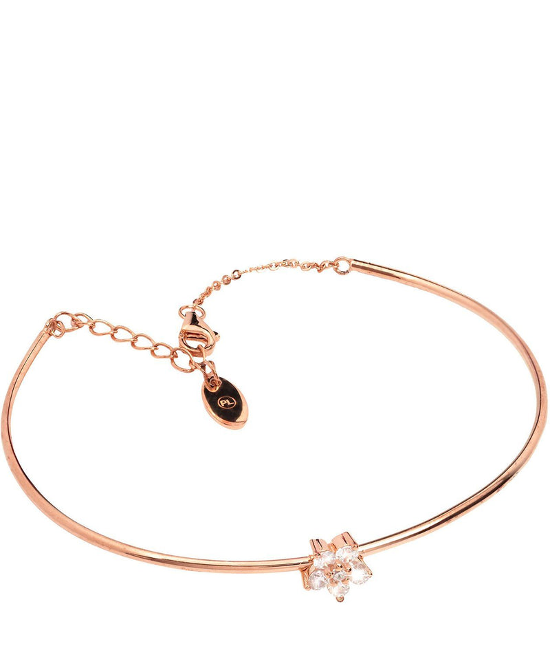 Gift Packaged 'Lopez' Rose Gold Plated Sterling Silver and Cubic Zirconia Flower Bracelet Pure Luxuries London