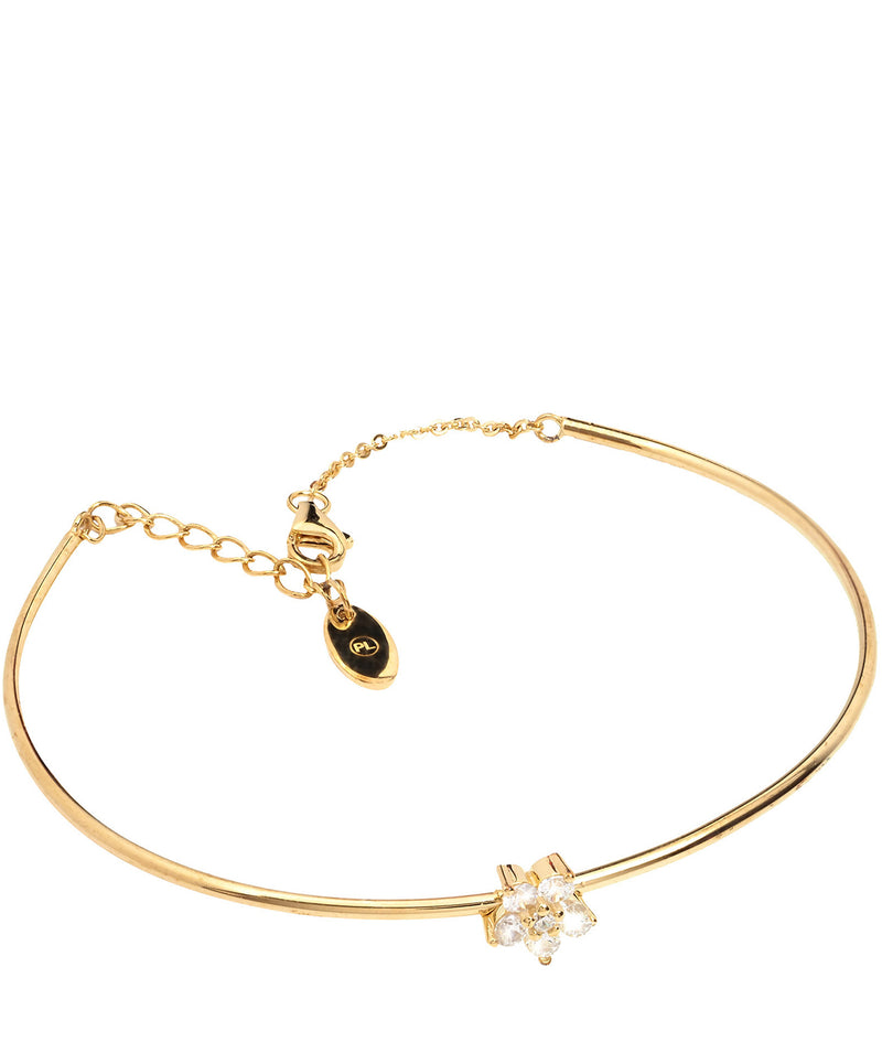 'Lopez' Yellow Gold Plated Sterling Silver and Cubic Zirconia Flower Bracelet Pure Luxuries London